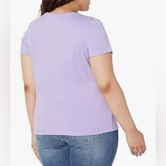 TOMMY HILFIGER COTTON T-SHIRT V-NECK WOMEN SHORT SLEEVES PURPLE COLOR SIZE 3X - Picture 2 of 7
